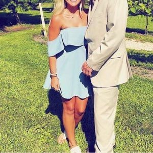 Light Blue Off the Shoulder Dress